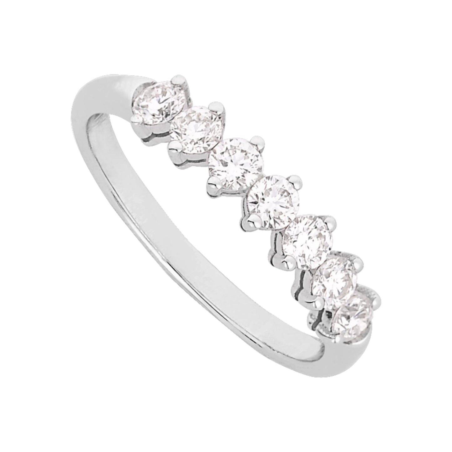 Seven Diamond Half-Eternity Ring (0.56ct) in White Gold
