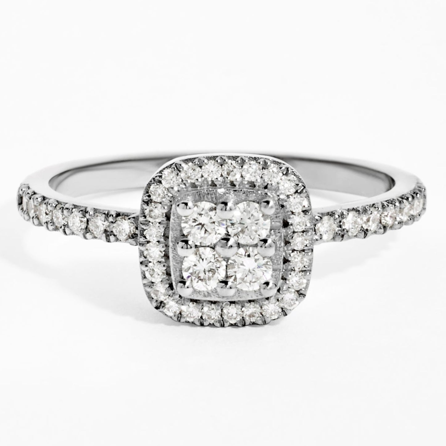 Cushion Halo Diamond Ring (0.36ct) in White Gold