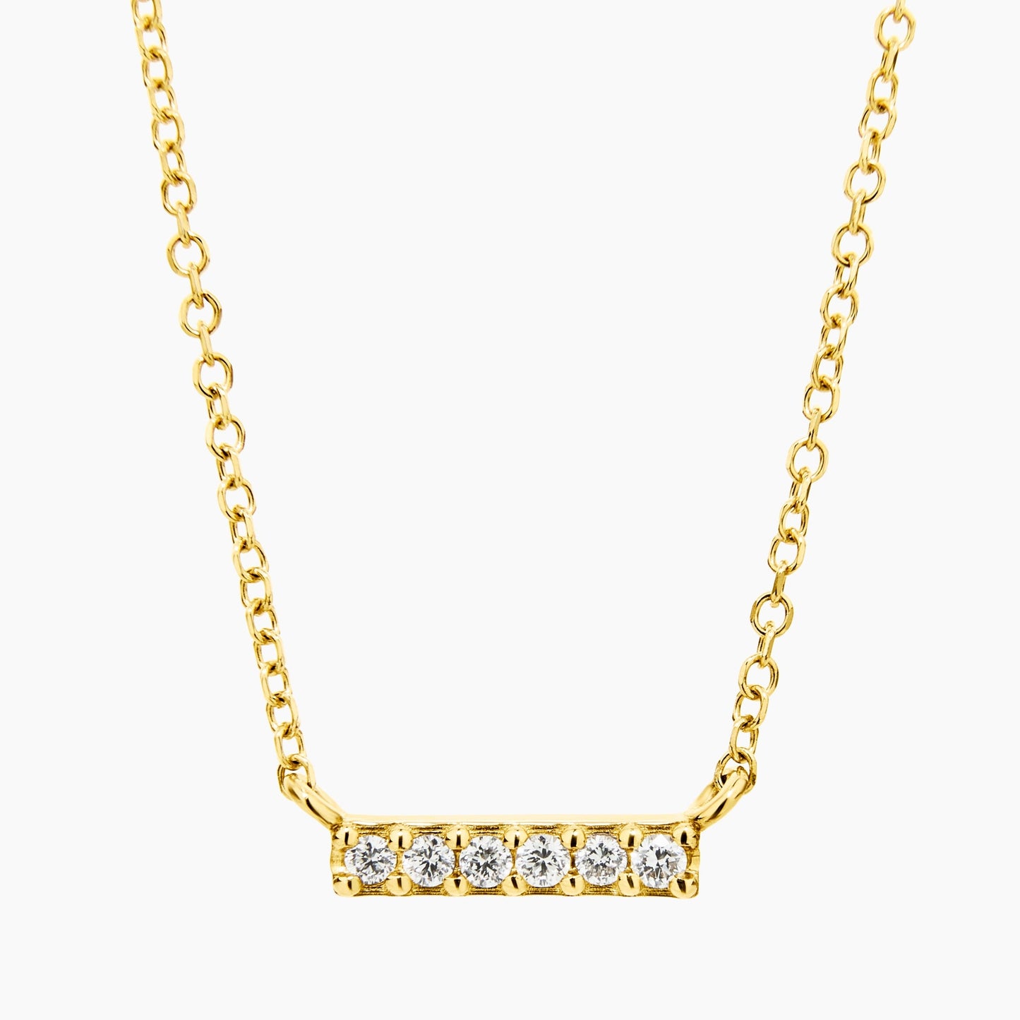 Petit Horizontal Diamond Bar Necklace (0.08ct) in Yellow Gold