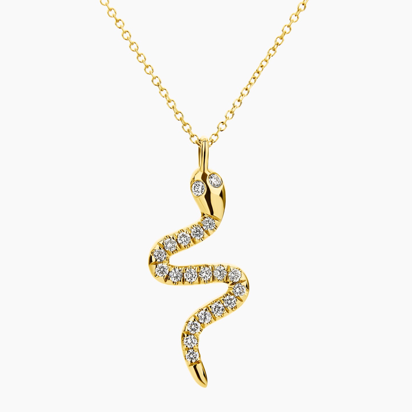 Diamond Snake Pendant Necklace (0.21ct) in Yellow Gold