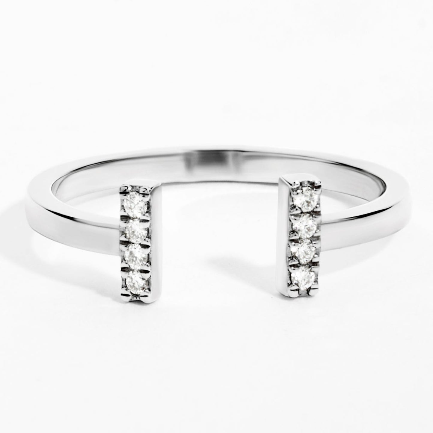 Two-Bar Diamond Ring (0.08ct) in White Gold