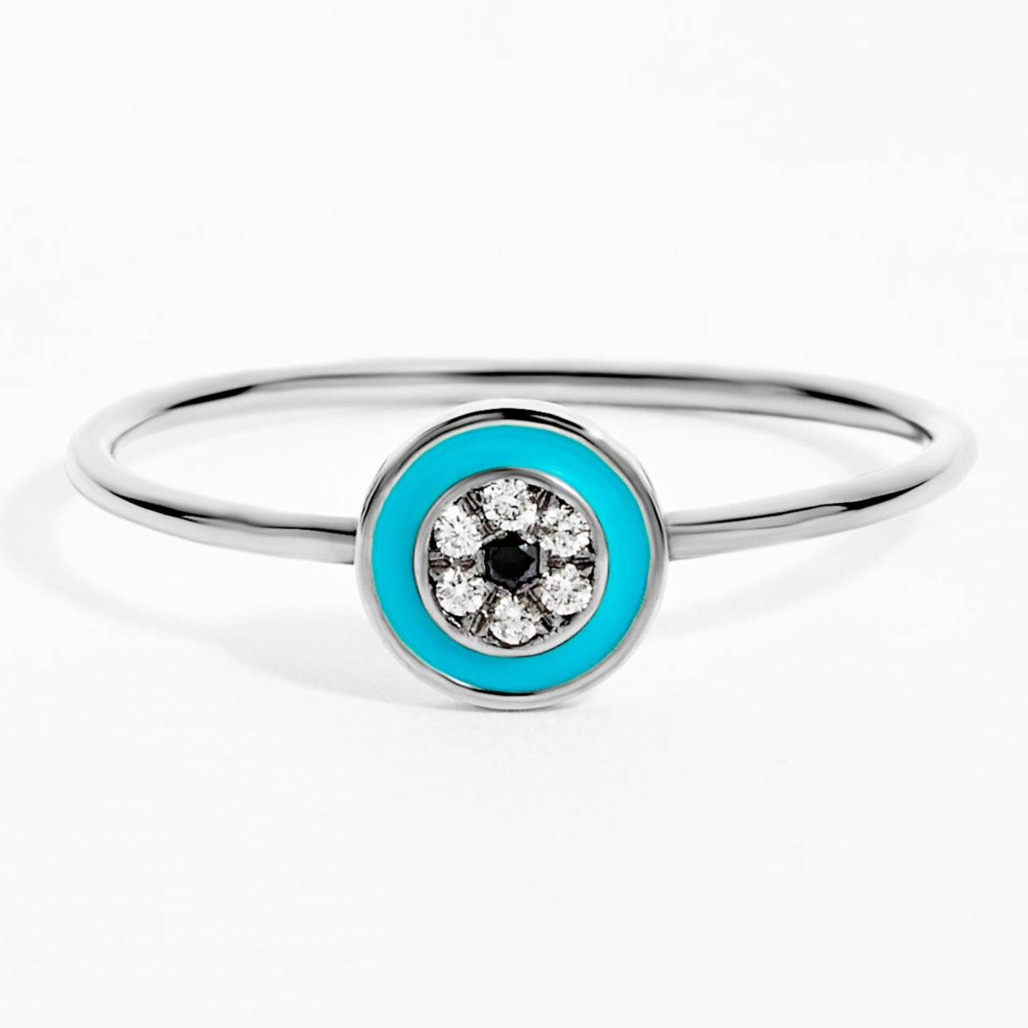 Round Eye Two Diamond Ring (0.03ct) in White Gold