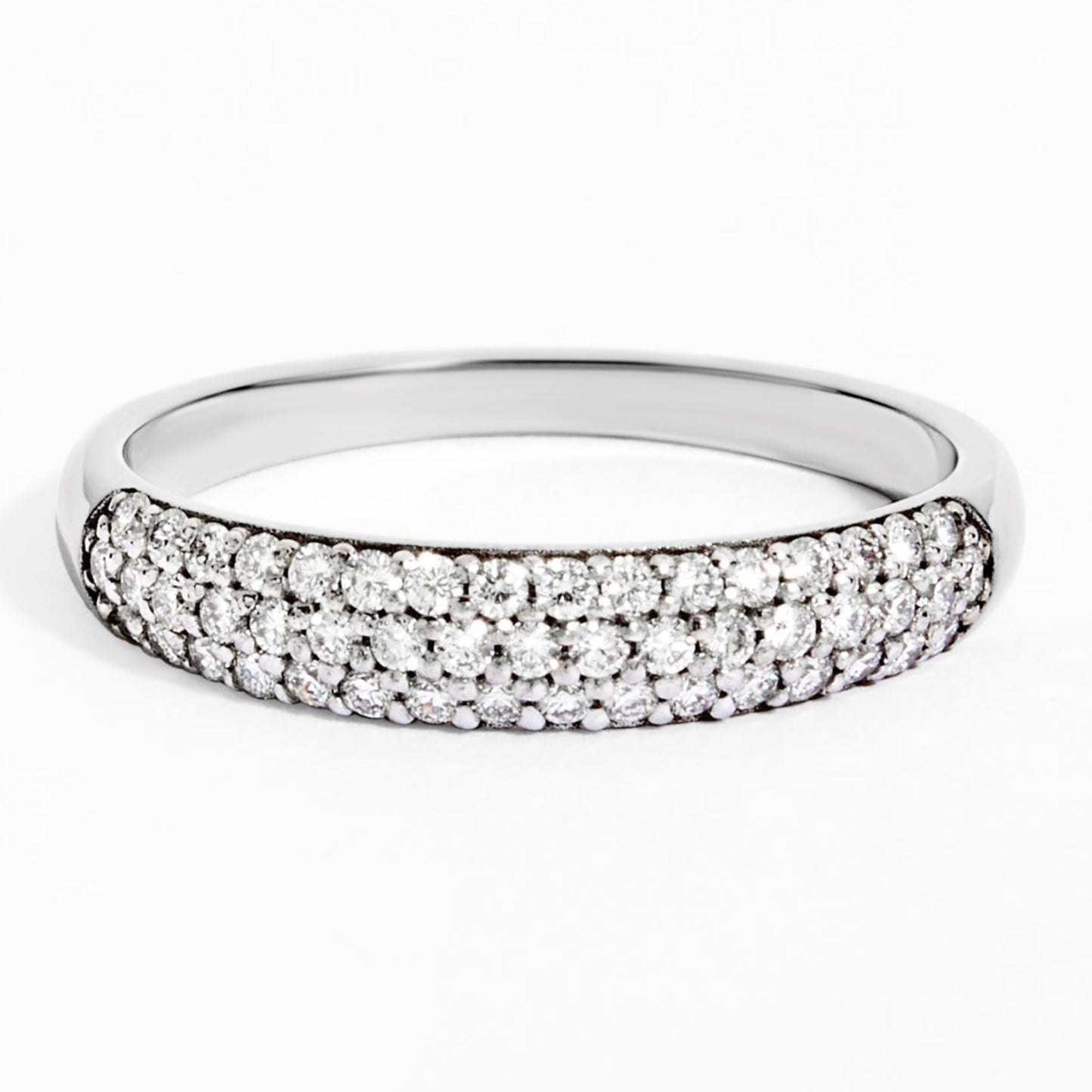Half-Pavé Band Diamond Ring (0.49ct) in White Gold