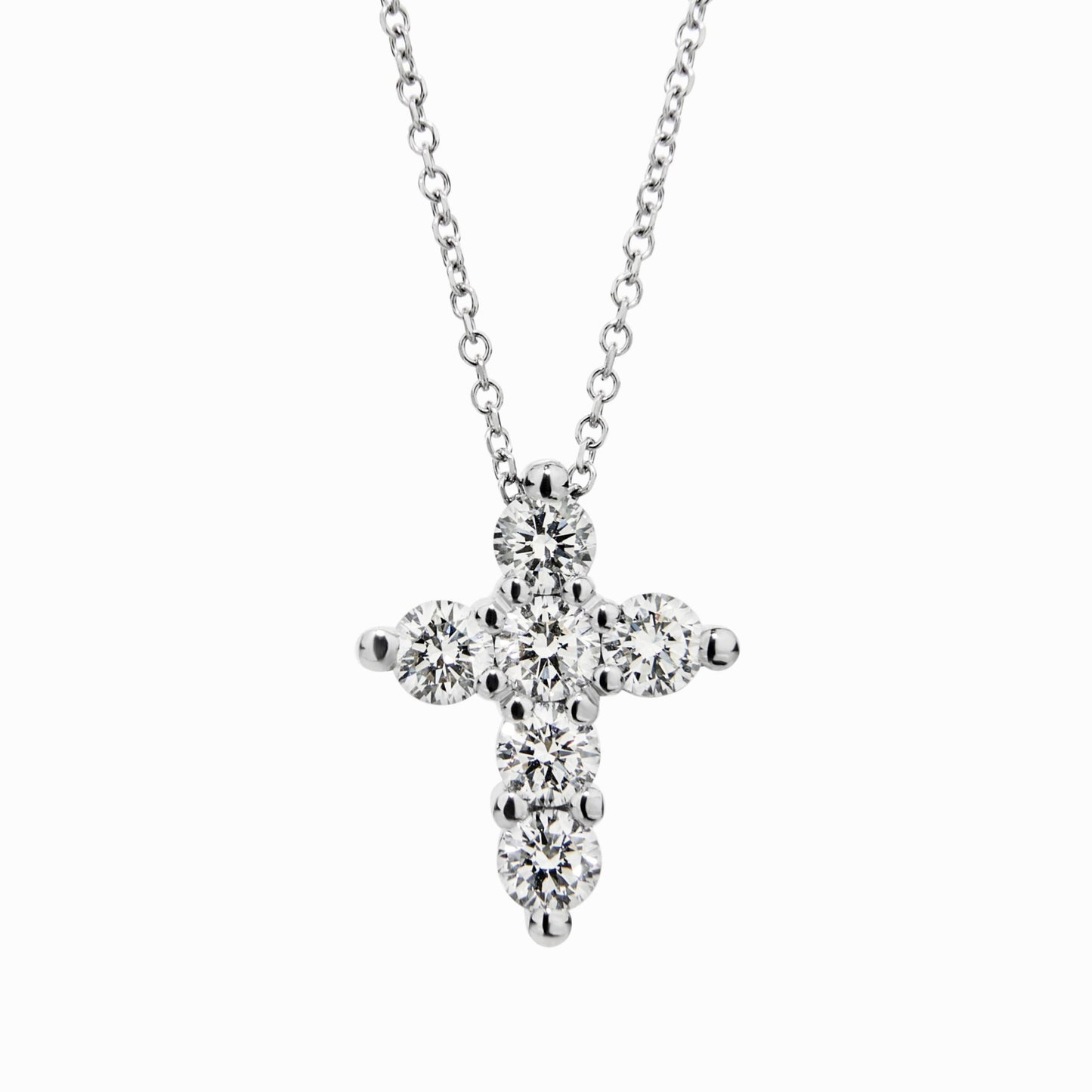 Diamond Cross Necklace (0.47ct) in White Gold