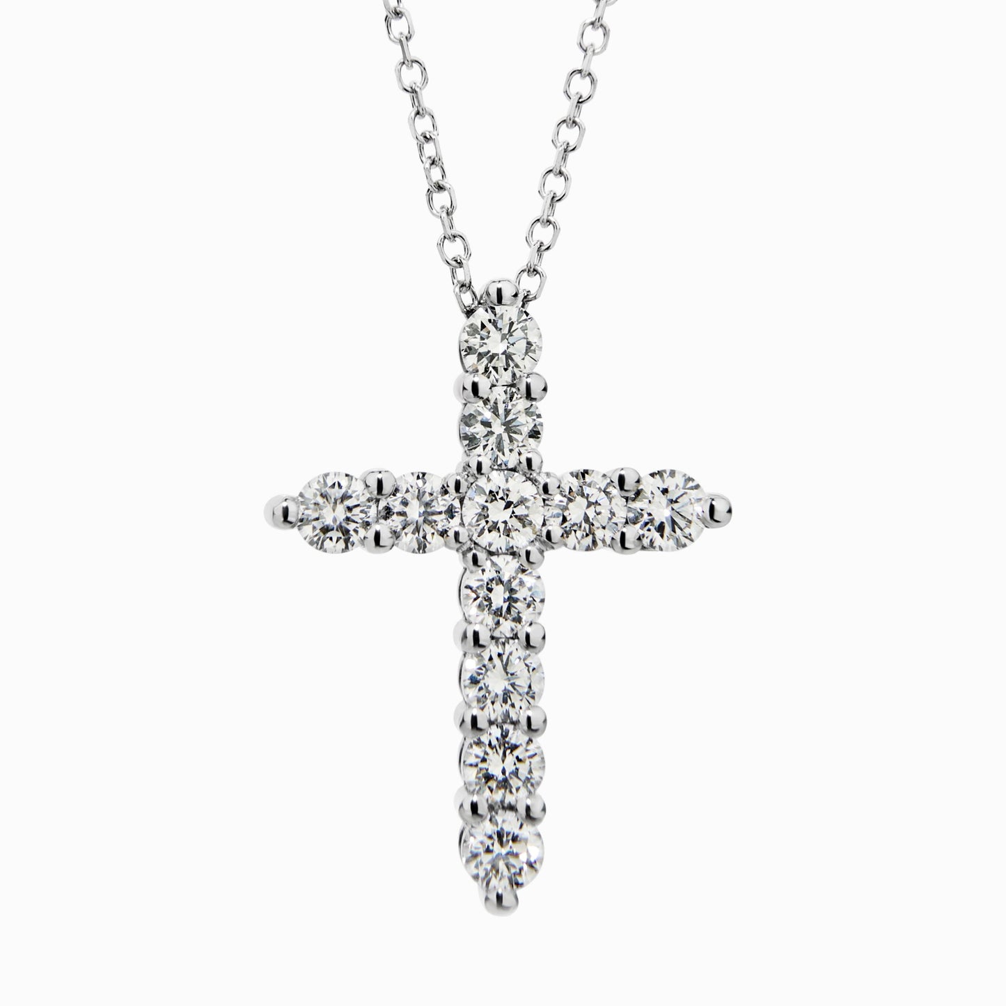 Diamond Cross Necklace (0.87ct) in White Gold