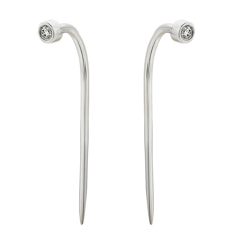 Nails Diamond Earrings in 18K White Gold