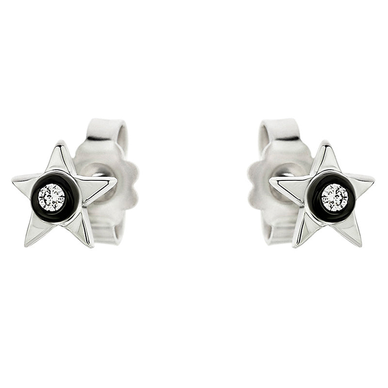 Diamond Star Earrings in 18K White Gold