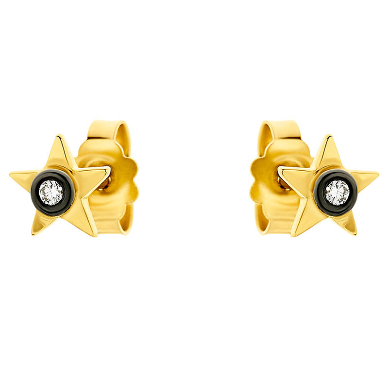 Diamond Star Earrings in 18K Yellow Gold