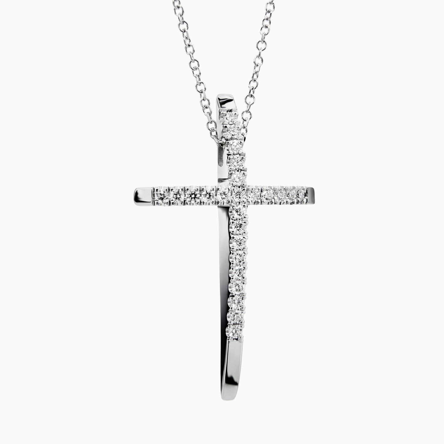 Diamond Cross Necklace (0.18ct) in White Gold