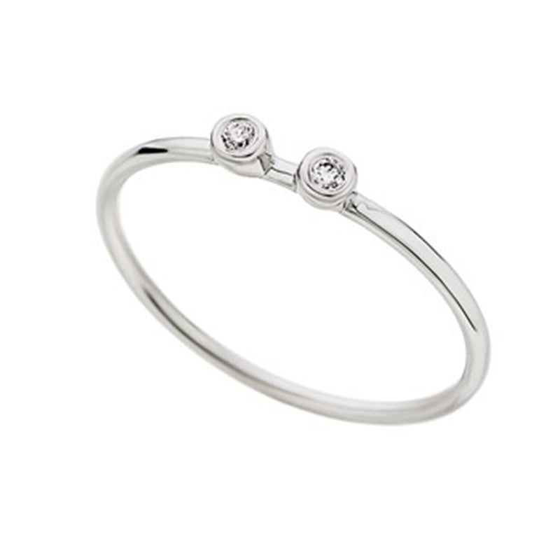 Two Diamonds Ring in 18K White Gold