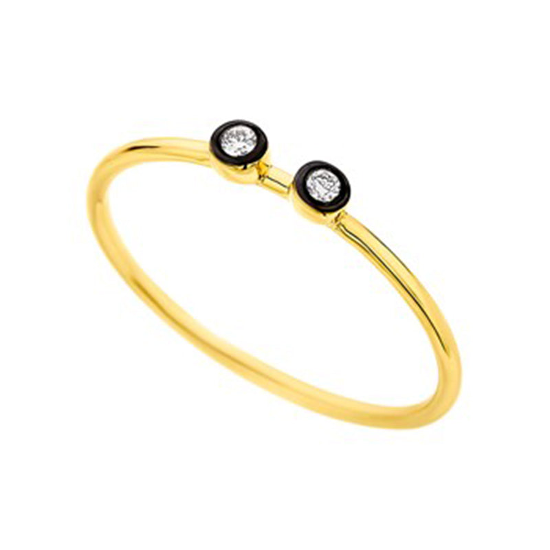 Two Diamonds Ring in 18K Yellow Gold