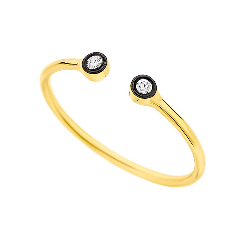 Two Diamonds Open Ring in 18K Yellow Gold