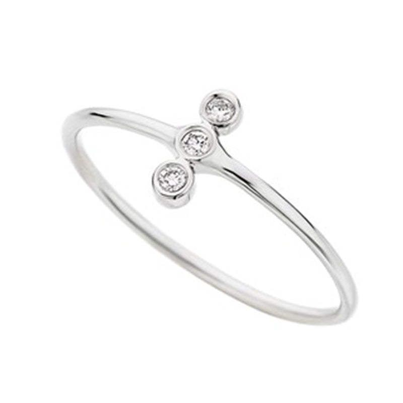 Three Diamonds Vertical Ring in 18K White Gold