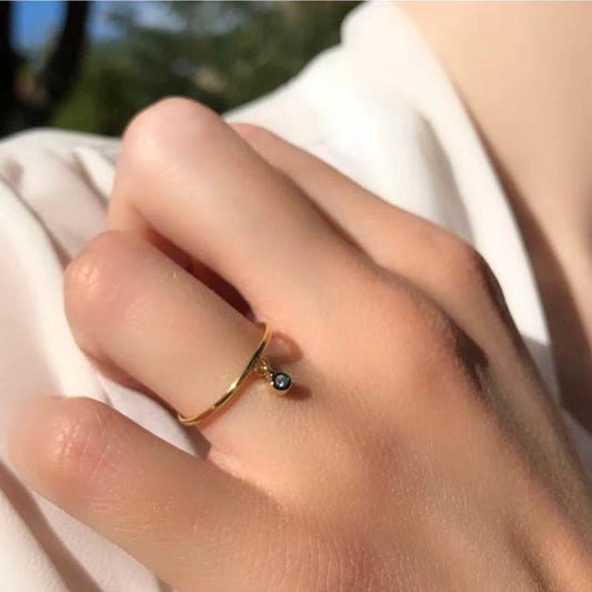 One Diamond Charm Ring in 18K Yellow Gold