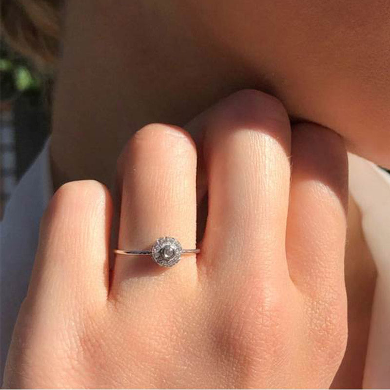 Diamond Rosette Solitaire Ring (0.10ct) in White Gold