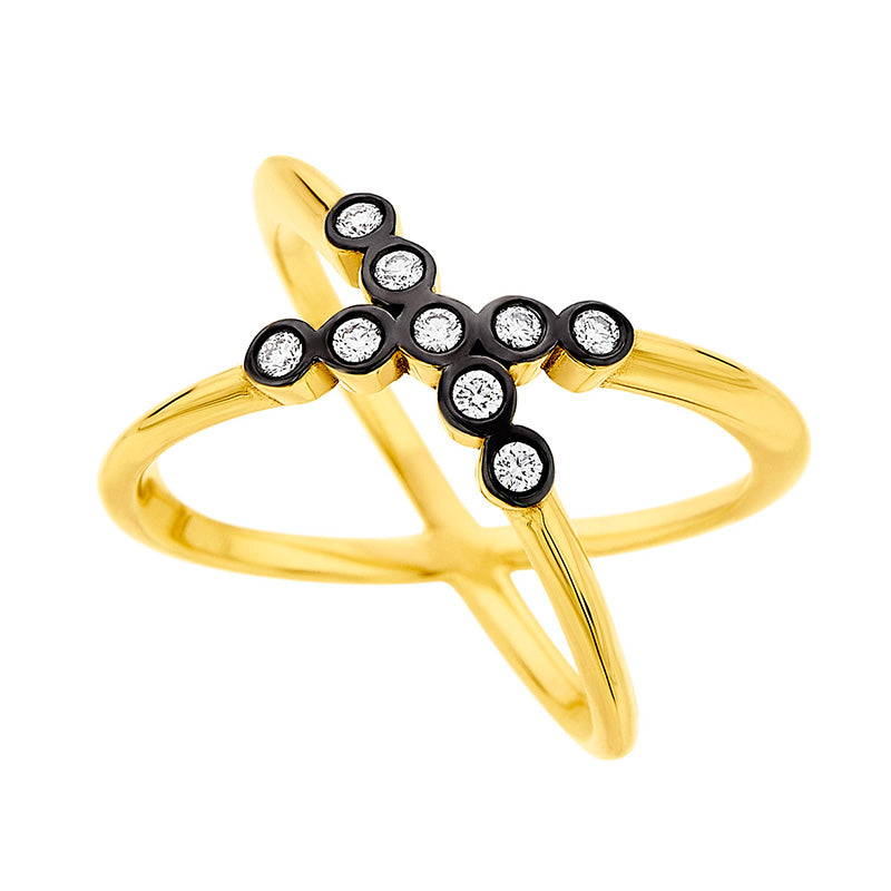 X Diamond Ring in Yellow Gold