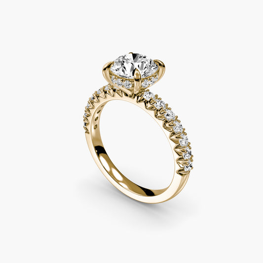 Solitaire with Pavé 6 in Yellow Gold