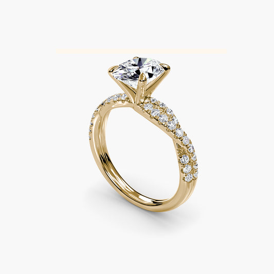 The Twisted Pavé Solitaire Oval in Yellow Gold