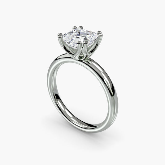Solitaire ring 5 Asscher in White Gold