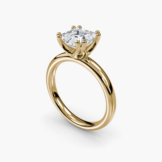 Solitaire ring 5 Asscher in Yellow Gold