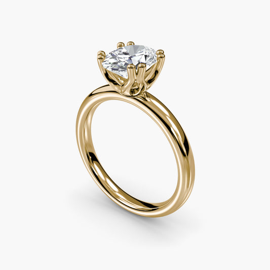 Solitaire ring 5 Oval in Yellow Gold