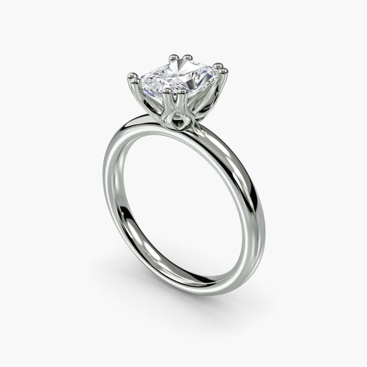 Solitaire ring 5 Radiant in White Gold