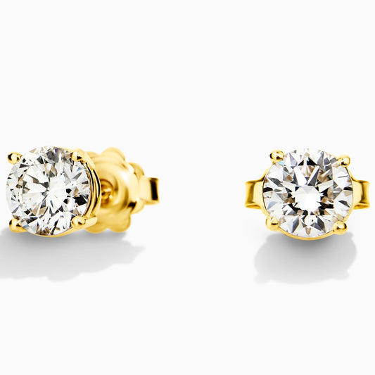 Round Diamond Stud Earrings (2.00ct) in Yellow Gold