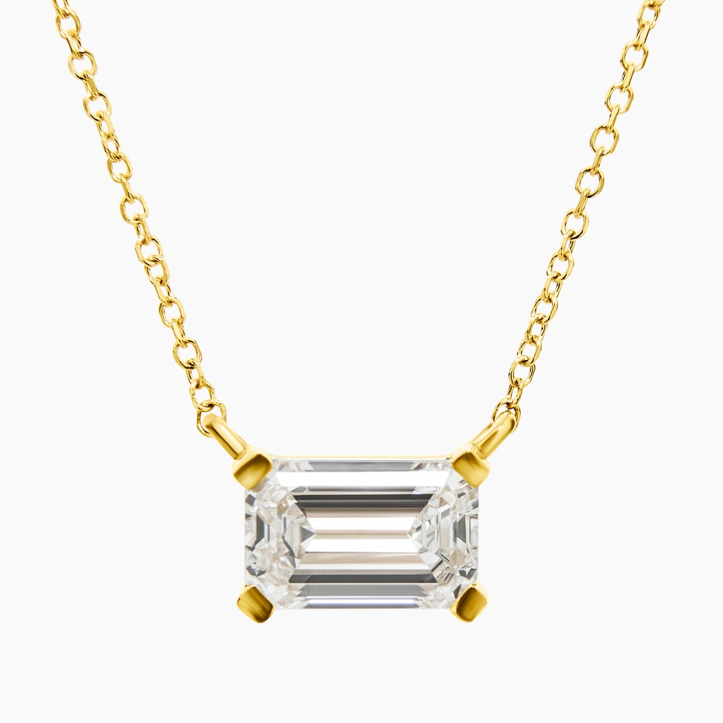 Emerald Cut Diamond Solitaire Necklace (1.00ct) in Yellow Gold