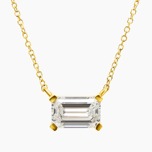 Emerald Cut Diamond Solitaire Necklace (1.00ct) in Yellow Gold