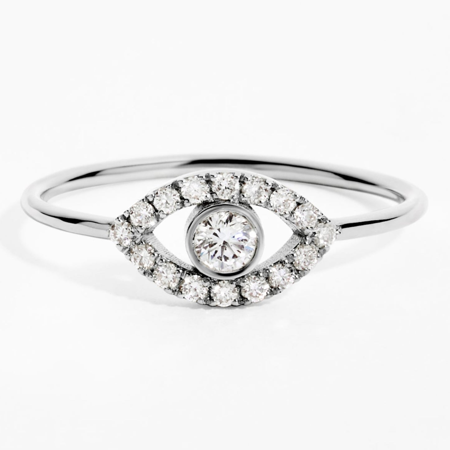 Evil Eye Diamond Ring (0.24ct) in White Gold