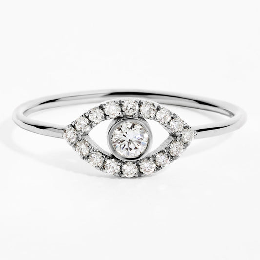 Evil Eye Diamond Ring (0.24ct) in White Gold