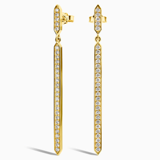 Diamond Bar Drop Earrings (0.70ct) in Yellow Gold