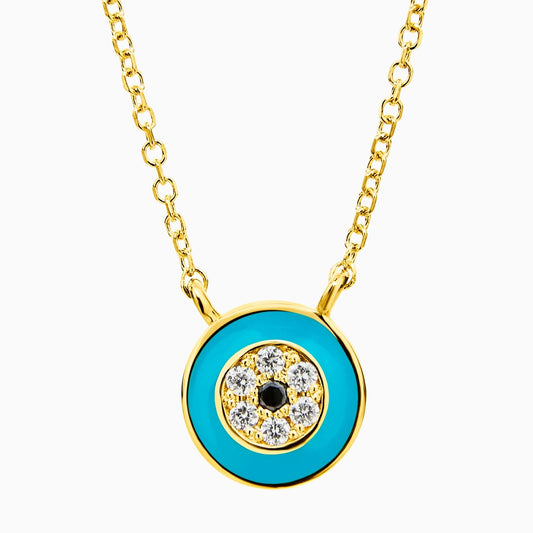 Round Eye Two Diamond Necklace (0.03ct) in Yellow Gold