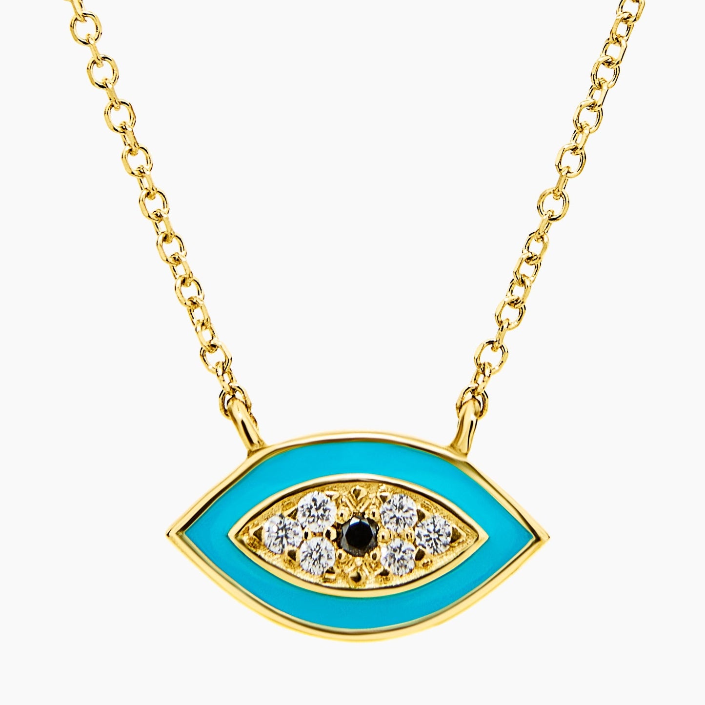 Eye Two Diamond Necklace (0.03ct) in Yellow Gold