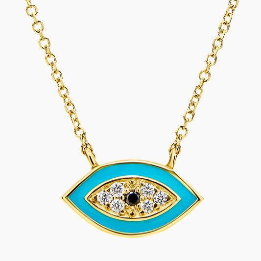 Eye Two Diamond Necklace (0.03ct) in Yellow Gold