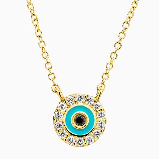 Round Eye One Diamond Necklace (0.07ct) in Yellow Gold