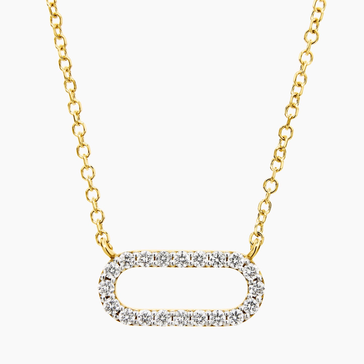 Diamond Oval Link Necklace (0.20ct) in Yellow Gold