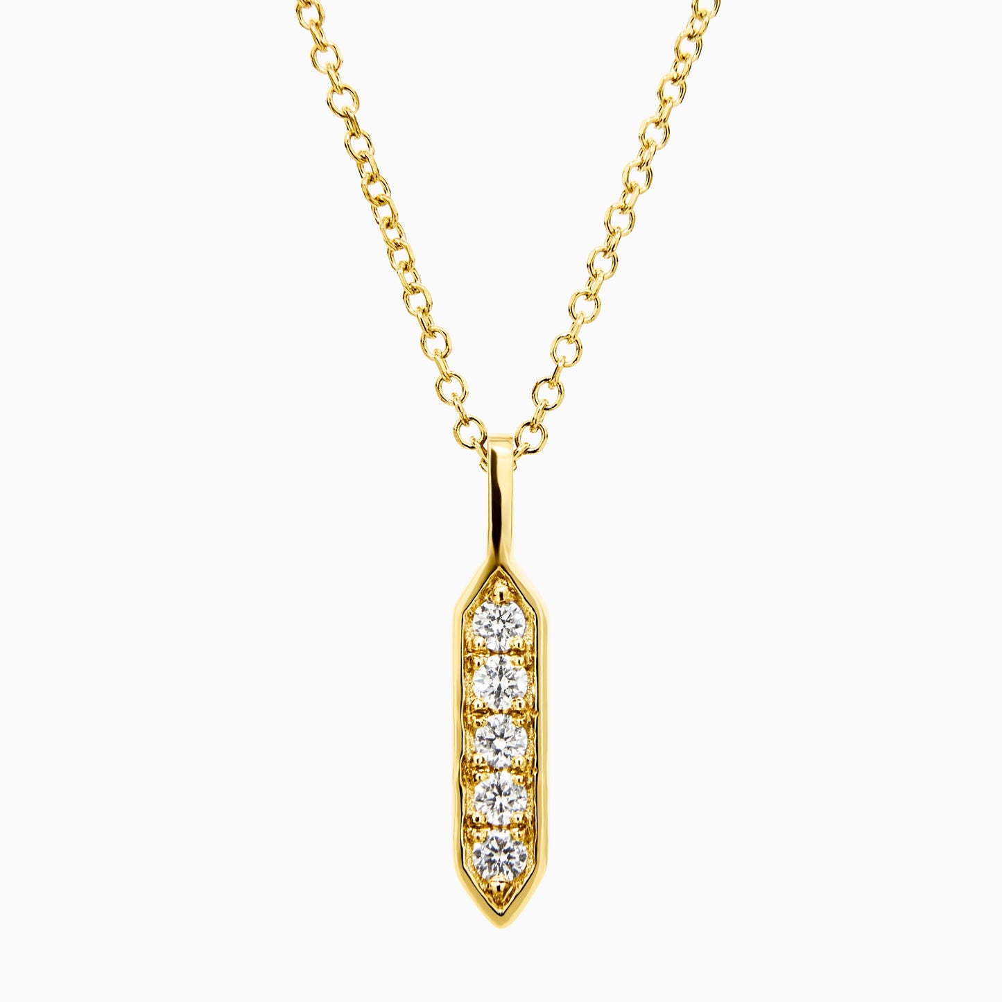 Vertical Diamond Bar Pendant Necklace (0.07ct) in Yellow Gold