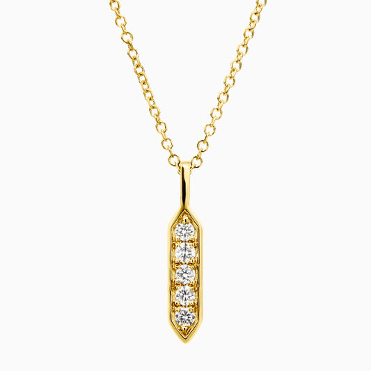 Vertical Diamond Bar Pendant Necklace (0.07ct) in Yellow Gold