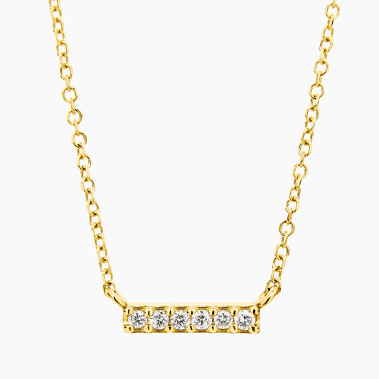 Petit Horizontal Diamond Bar Necklace (0.08ct) in Yellow Gold
