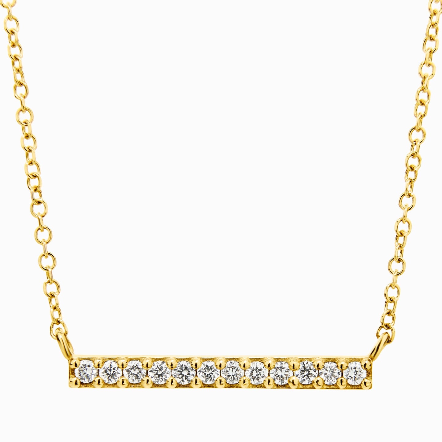 Horizontal Diamond Bar Necklace (0.15ct) in Yellow Gold