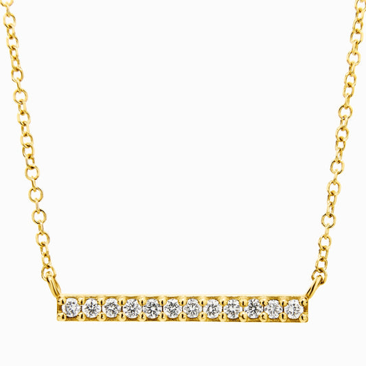 Horizontal Diamond Bar Necklace (0.15ct) in Yellow Gold