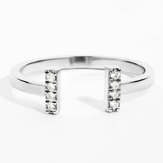 Two-Bar Diamond Ring (0.08ct) in White Gold