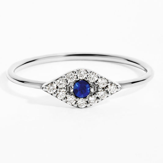 Eye Diamond & Sapphire Ring in White Gold