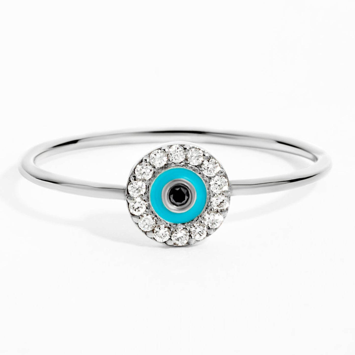 Round Eye One Diamond Ring (0.07ct) in White Gold