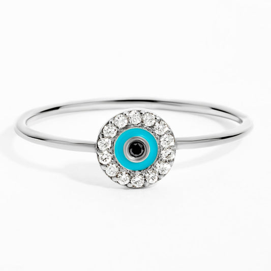 Round Eye One Diamond Ring (0.07ct) in White Gold