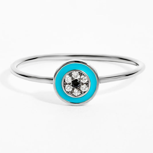 Round Eye Two Diamond Ring (0.03ct) in White Gold