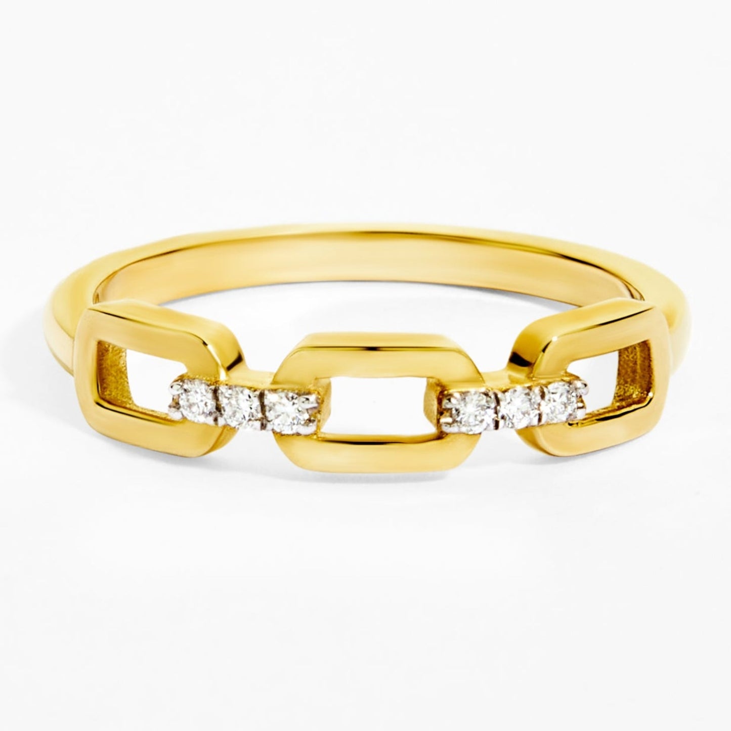 Chain Diamond Ring (0.06ct) in Yellow Gold