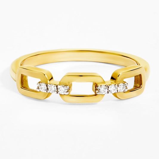 Chain Diamond Ring (0.06ct) in Yellow Gold