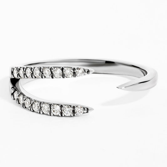 Open Cuff Diamond Ring (0.20ct) in White Gold